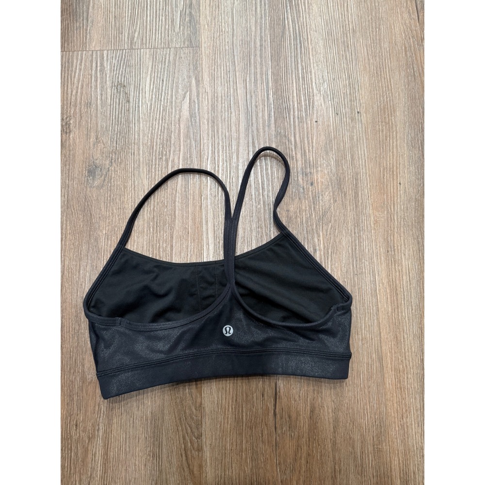 Lululemon Flow Y Bra Nulu Black Sparkle Shimmer Racerback Sports Bra Size 6